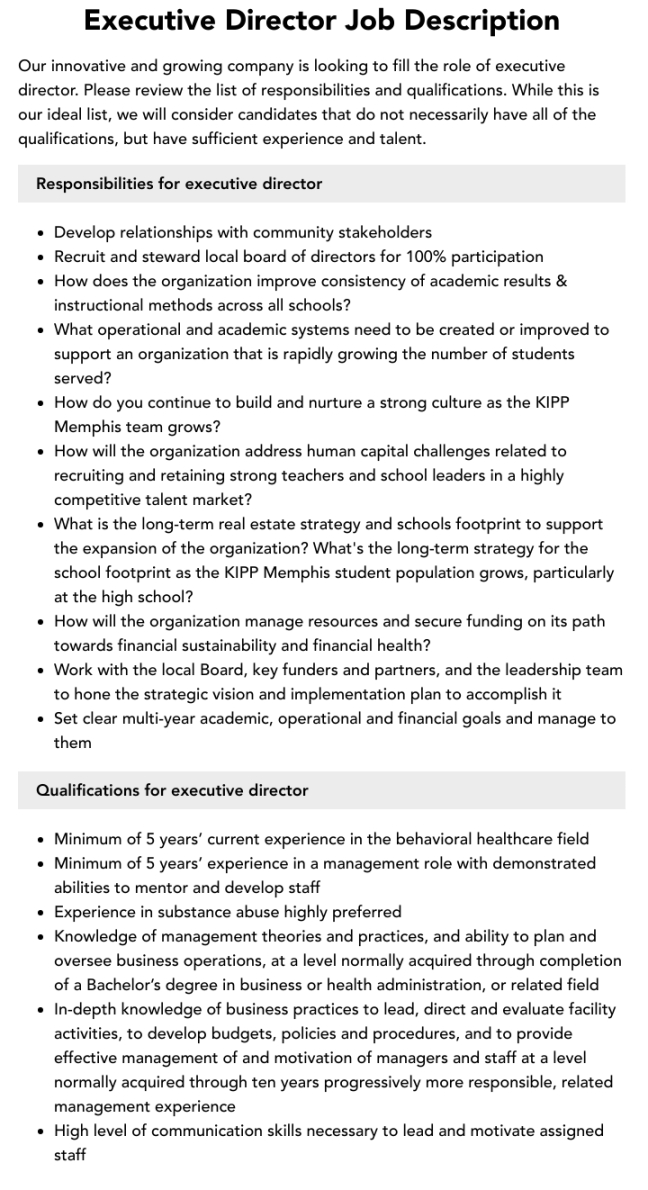 Custom Nonprofit Executive Director Job Description Template Word Custom Nonprofit Executive Director Job Description Template Word