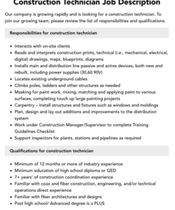 Custom Tire Technician Job Description Template