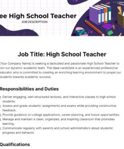 Editable Headteacher Job Description Template Doc Sample