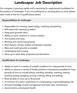 Free Blank Landscaper Job Description Template Word Sample