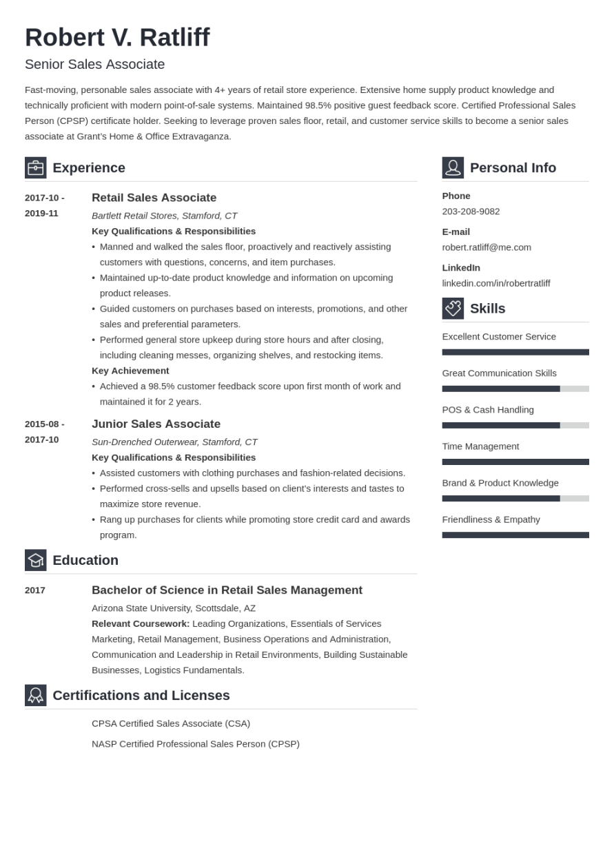 Free Blank Retail Sales Associate Job Description Template Excel Sample