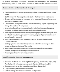 Free Blank Web Developer Job Description Template  Sample