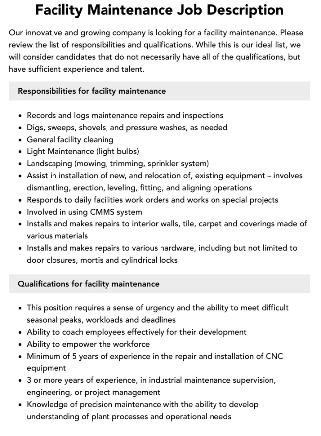 Free Custom Grounds Maintenance Job Description Template PDF Free Custom Grounds Maintenance Job Description Template Pdf