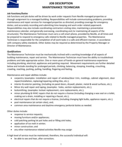 Free Custom Tire Technician Job Description Template Pdf Sample