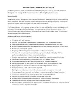 Free Editable Finance Director Job Description Template Excel Sample