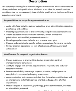 Free  Nonprofit Executive Director Job Description Template Excel