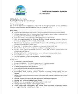 Landscaper Job Description Template Excel Sample