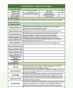 Non Executive Director Job Description Template Excel Sample