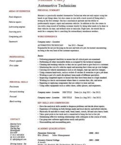 Printable Automotive Technician Job Description Template  Sample