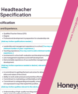 Printable Headteacher Job Description Template