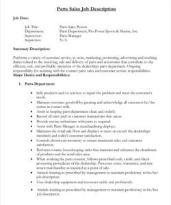 Retail Sales Associate Job Description Template Excel Sample