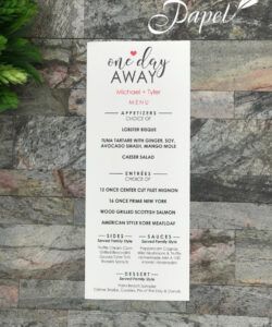 editable rehearsal dinner menu or program  digital photo traditional tall rehearsal dinner itinerary template doc