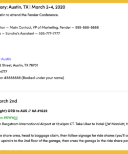 editable template travel itineraries  base executive assistant travel itinerary template