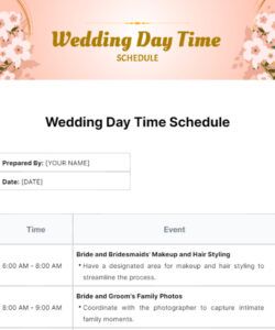 free free wedding schedule templates editable and printable wedding reception itinerary template