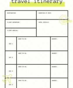 printable blank trip itinerary template  mightyprintingdeals overseas travel itinerary template pdf