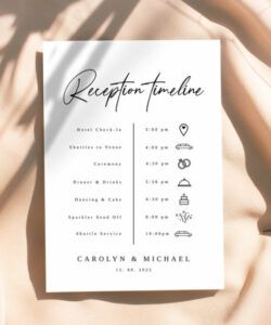printable modern wedding reception itinerary timeline card template  etsy wedding reception itinerary template sample