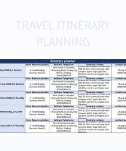 travel itinerary planning excel template and google sheets file for multi city travel itinerary template