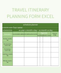 travel itinerary template excel overseas travel itinerary template pdf