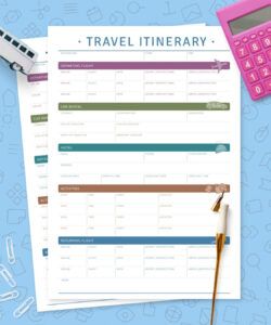travel itinerary template  printable pdf executive assistant travel itinerary template excel