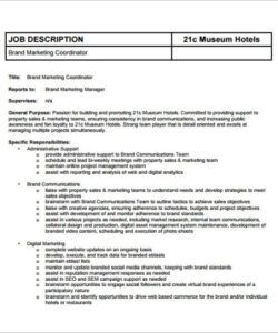 Blank Marketing Coordinator Job Description Template Doc Sample