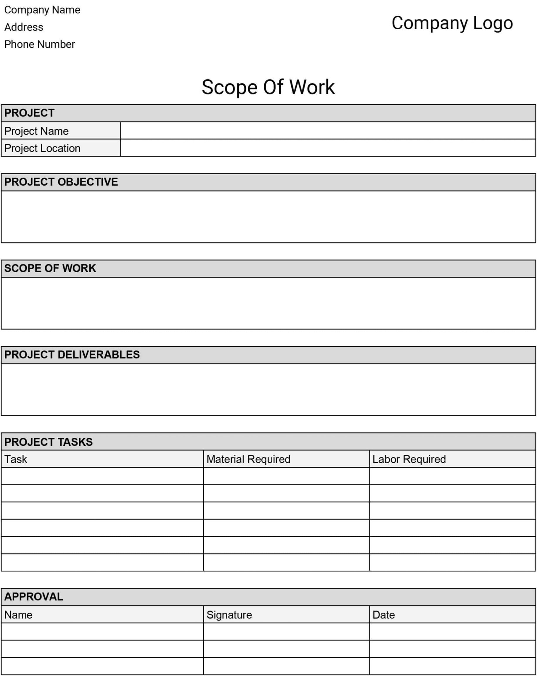 download construction scope of work template templatelab  free word demolition scope of work template