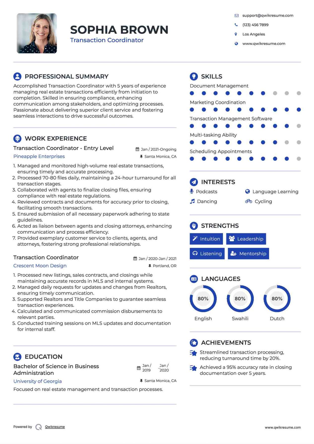 Free Custom Real Estate Transaction Coordinator Job Description Template Word