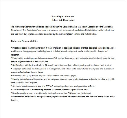 Free Editable Marketing Coordinator Job Description Template Doc Sample Free Editable Marketing Coordinator Job Description Template Doc Sample