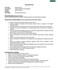 Free Editable Master Scheduler Job Description Template