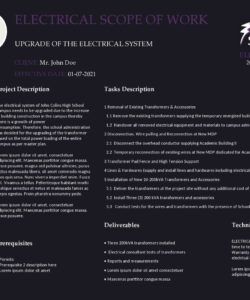 free electrical scope of work template  prntblconcejomunicipaldechinugovco electrical contractor scope of work template