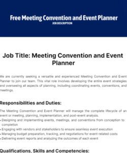 Free  Event Coordinator Job Description Template Excel Sample