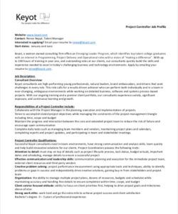 Free Printable Credit Controller Job Description Template Excel Sample