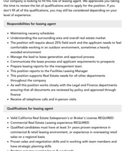 Free Printable Rental Coordinator Job Description Template Pdf