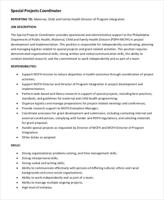 Free Printable Rental Coordinator Job Description Template