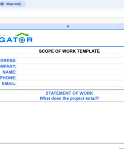 free scope of work excel template internship scope of work template and sample