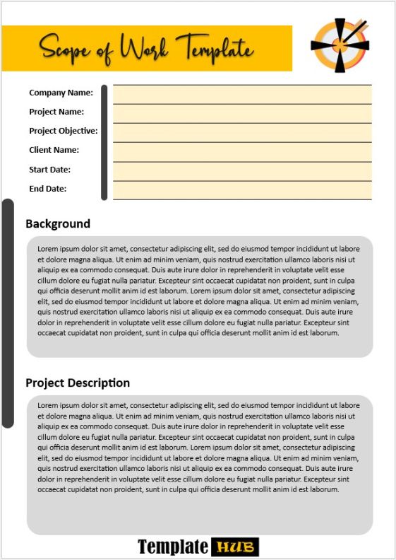 free scope of work template  modern layout  templates hub digital marketing scope of work template and sample
