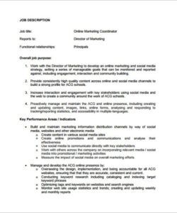 Printable Marketing Coordinator Job Description Template Excel