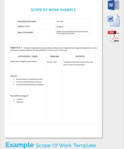 sample scope of work template audio visual scope of work template pdf
