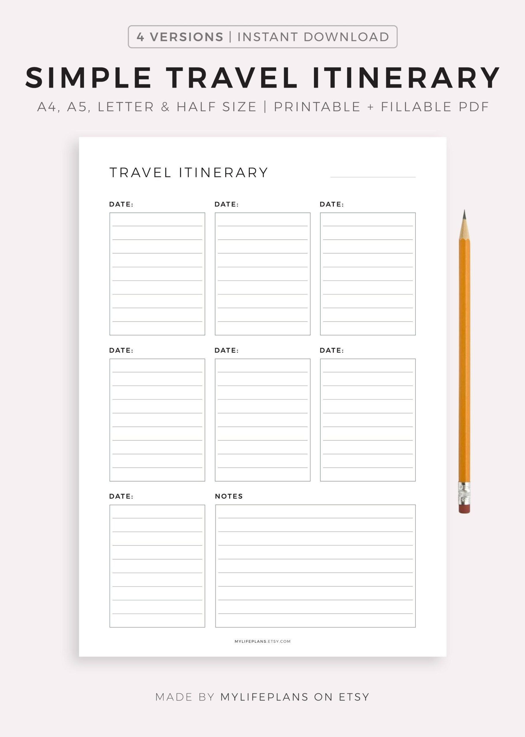 card-size-travel-itinerary-template
