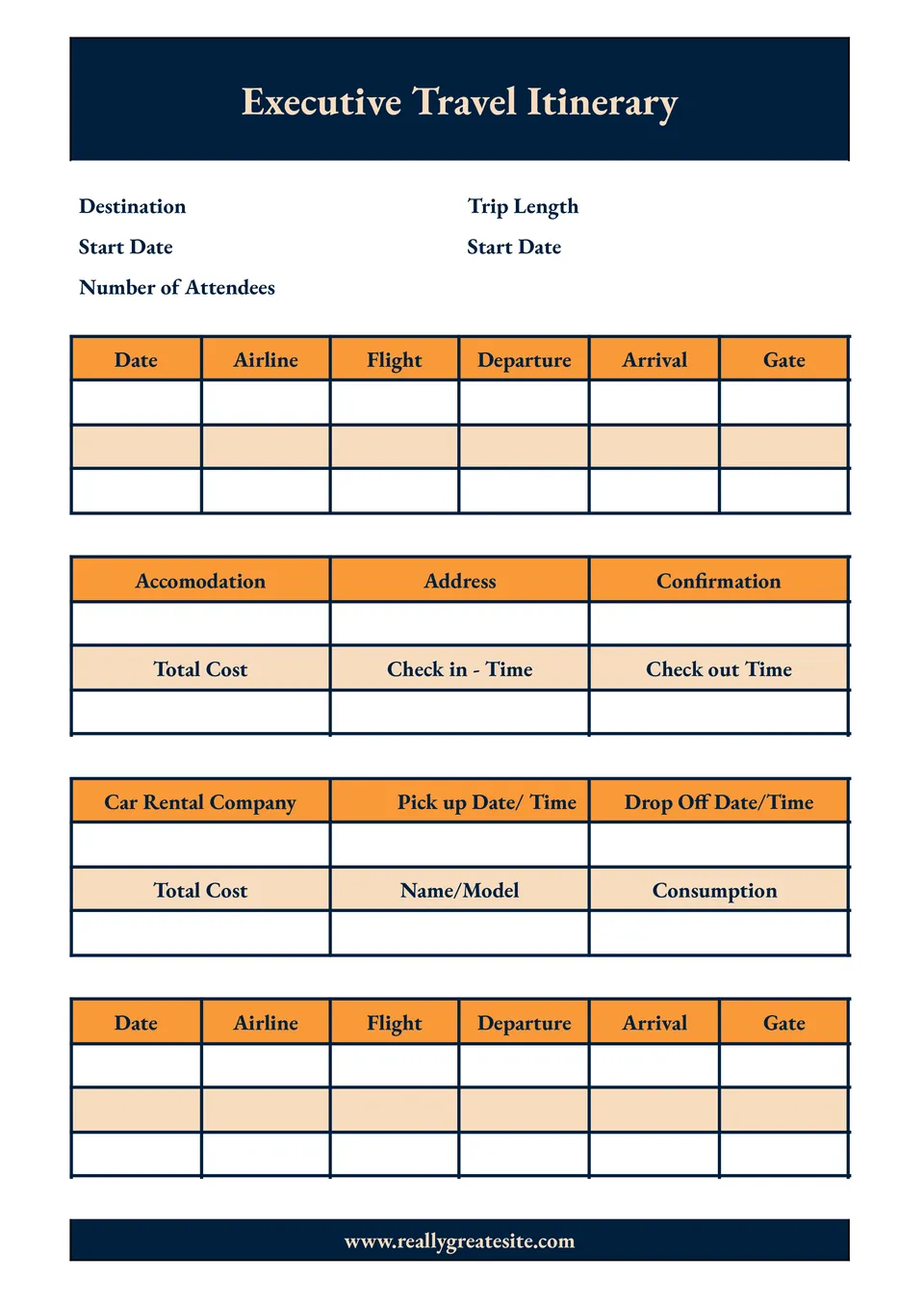 executive-assistant-travel-itinerary-template