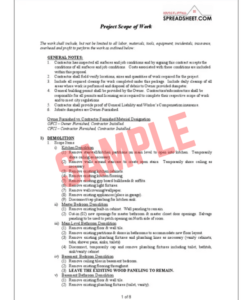 Basement Remodeling Scope Of Work Template