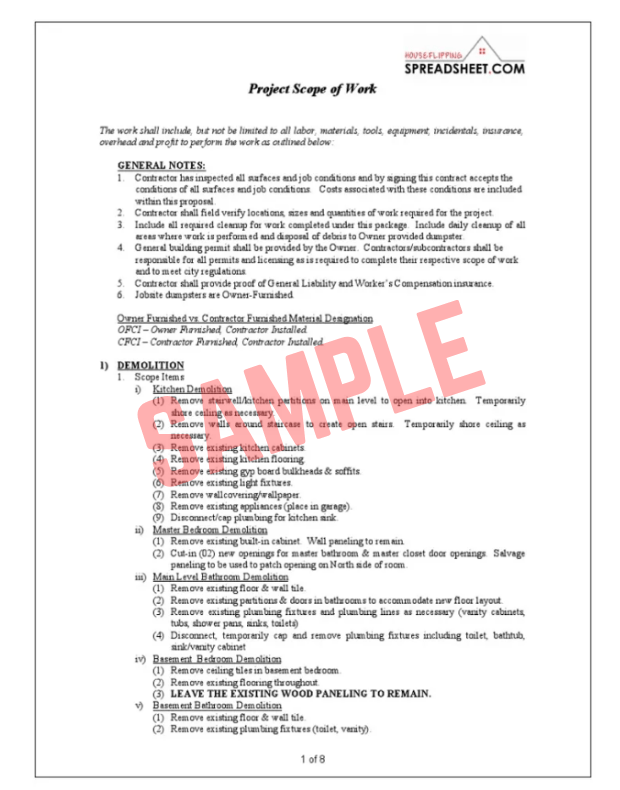 Basement Remodeling Scope Of Work Template Basement Remodeling Scope Of Work Template