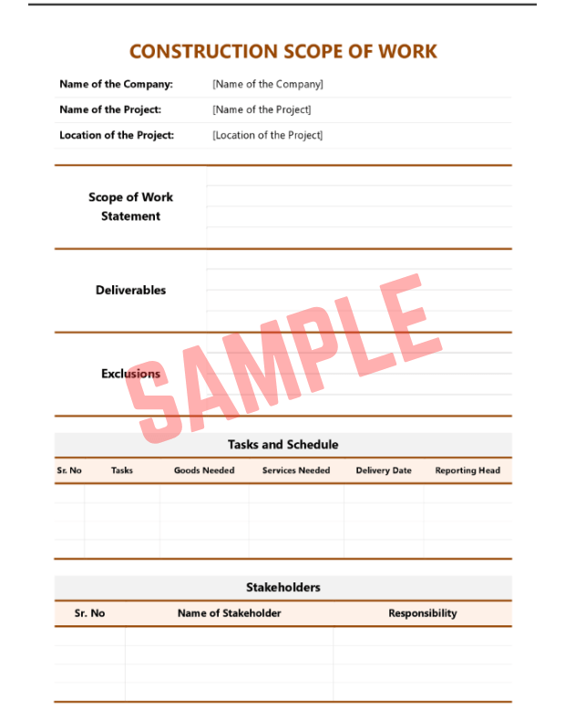 Bridge Construction Scope Of Work Template