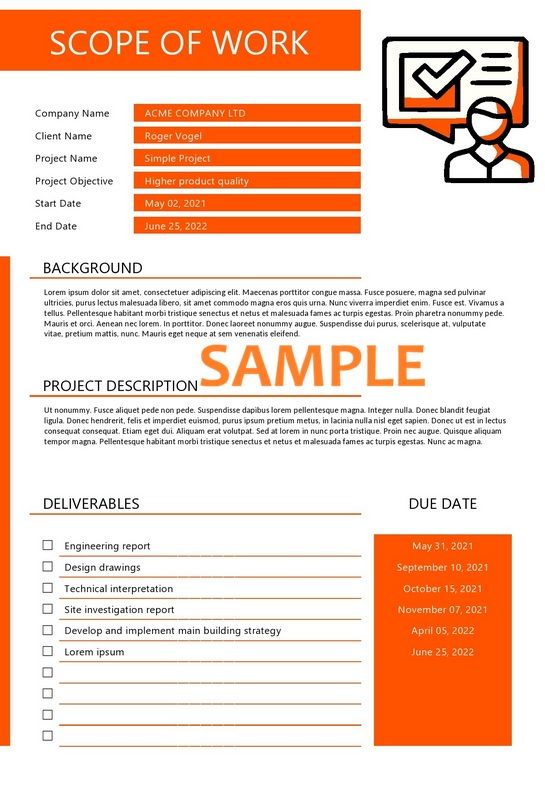 Free Business Valuation Scope Of Work Template