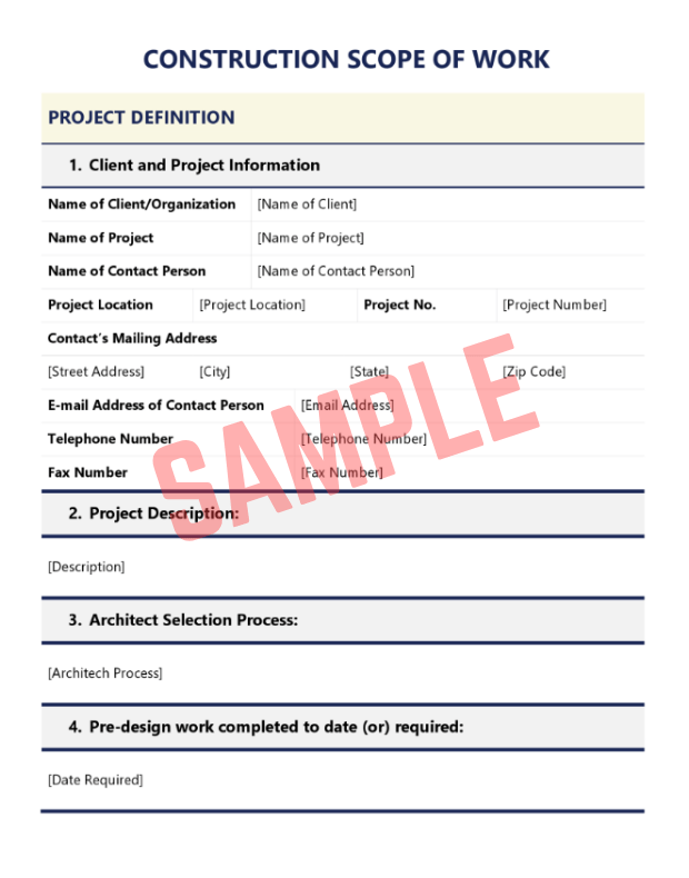 Civil Engineering Scope Of Work Template