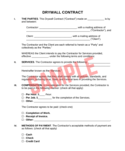 Drywall Scope Of Work Template