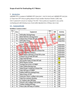 Motor Overhauling Scope Of Work Template