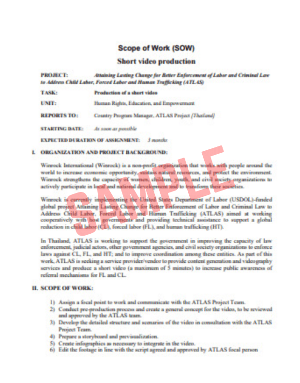 Video Production Scope Of Work Template
