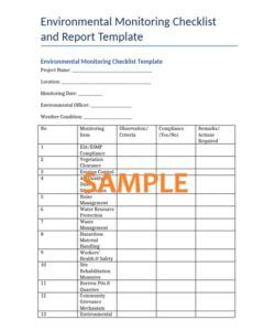 Free Environmental Monitoring Scope Of Work Template