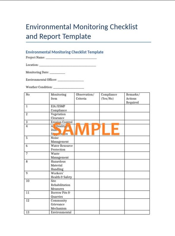 Editable Environmental Monitoring Scope Of Work Template Free Environmental Monitoring Scope Of Work Template