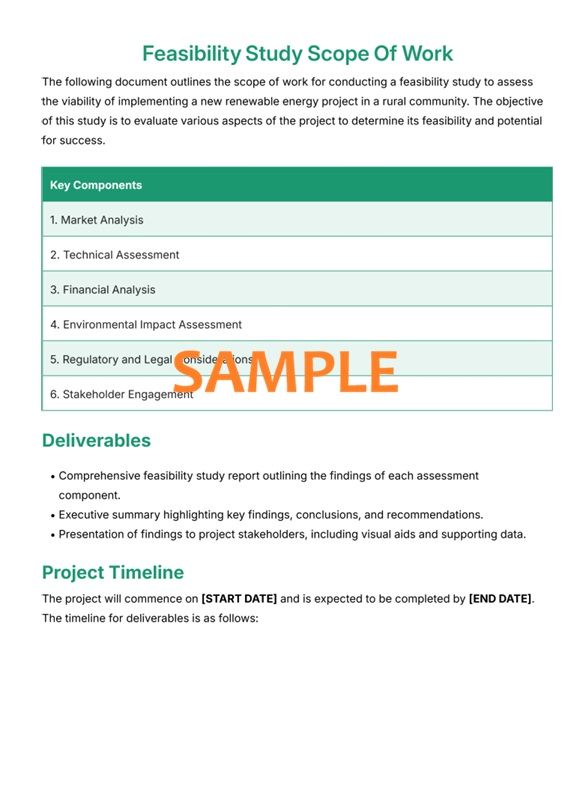 Free Feasibility Study Scope Of Work Template